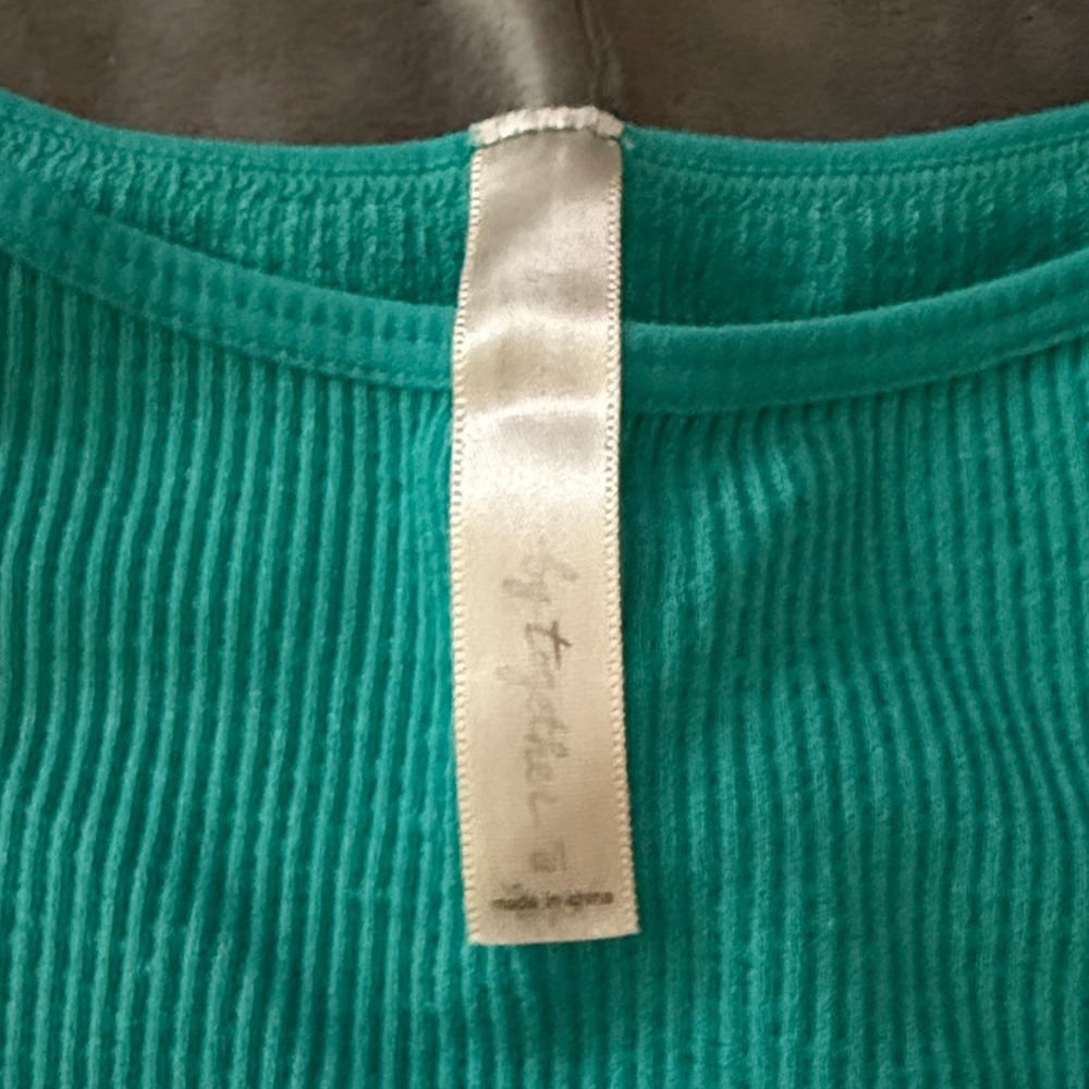 Teal Off-Shoulder Ribbed Top - Picture 3 of 3